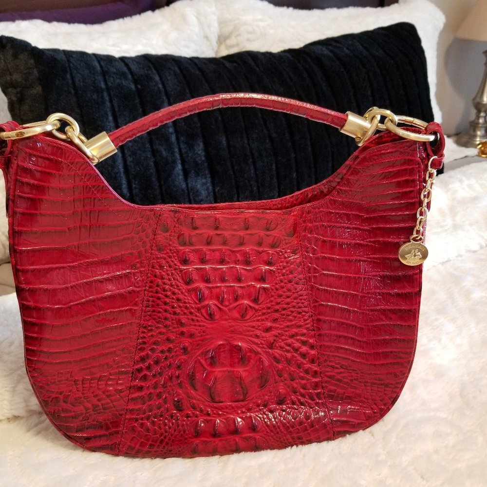 Brahmin Carmela Melbourne Red Hobo Shoulder Bag